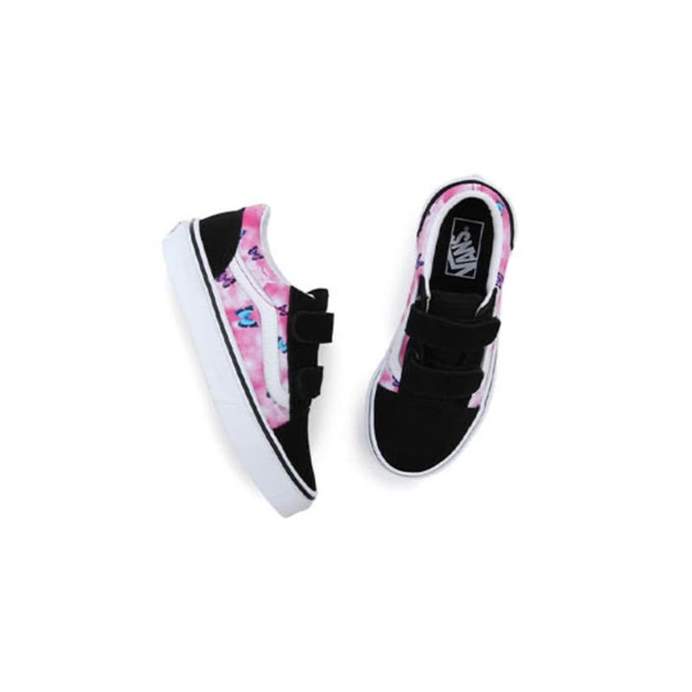 Vans Kids Pink Black Tie-Dye Velcro Sneakers